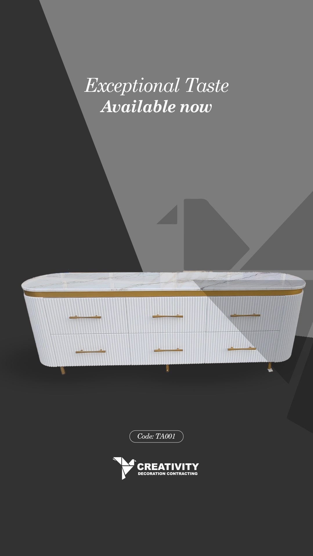 Modern White Sideboard with Gold Accents – Code: TA001