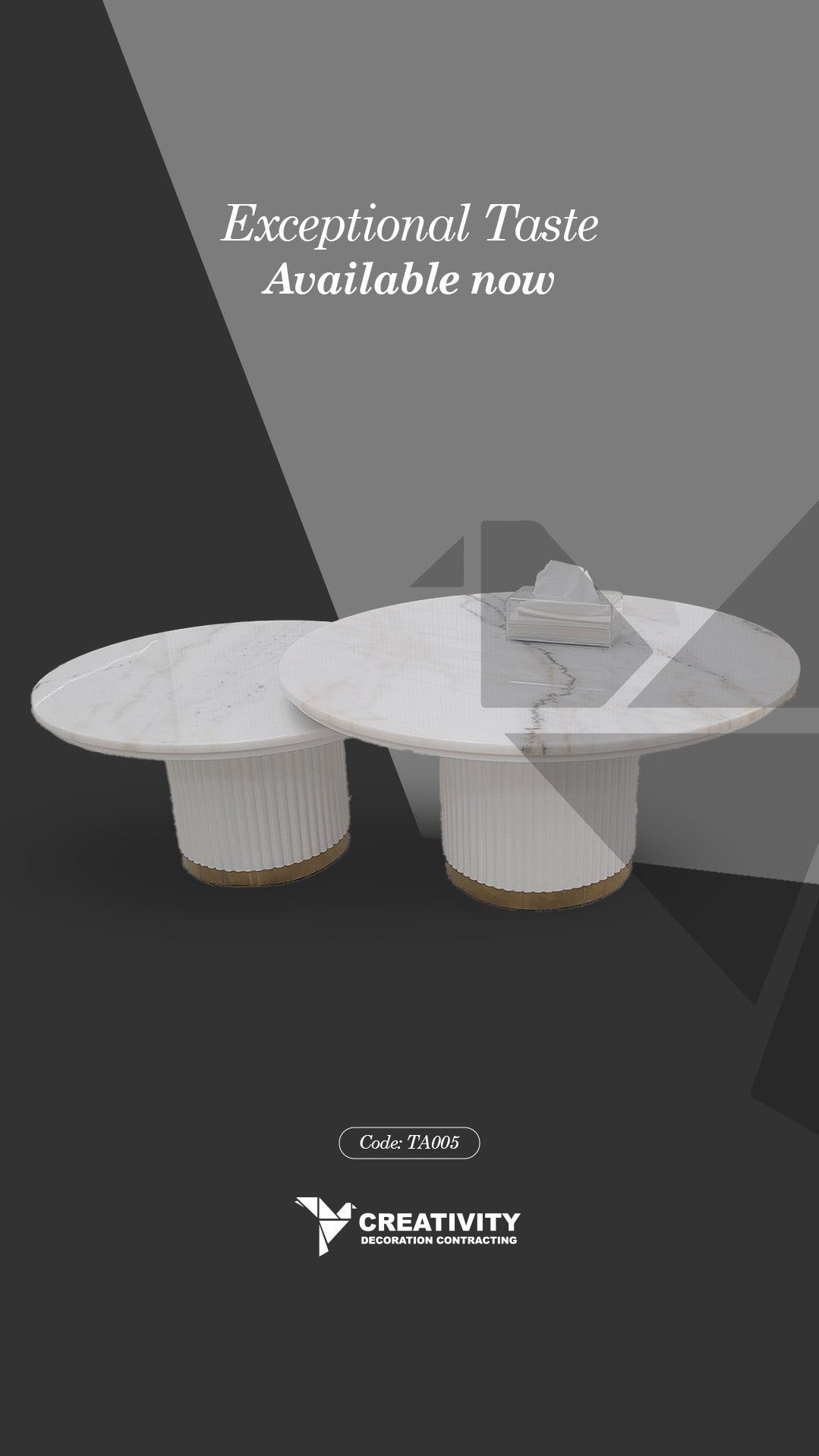 Round Marble Coffee Table Set – Code: TA005
