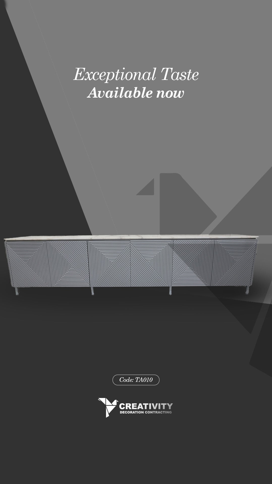 Contemporary Long Grey Sideboard – Code: TA010