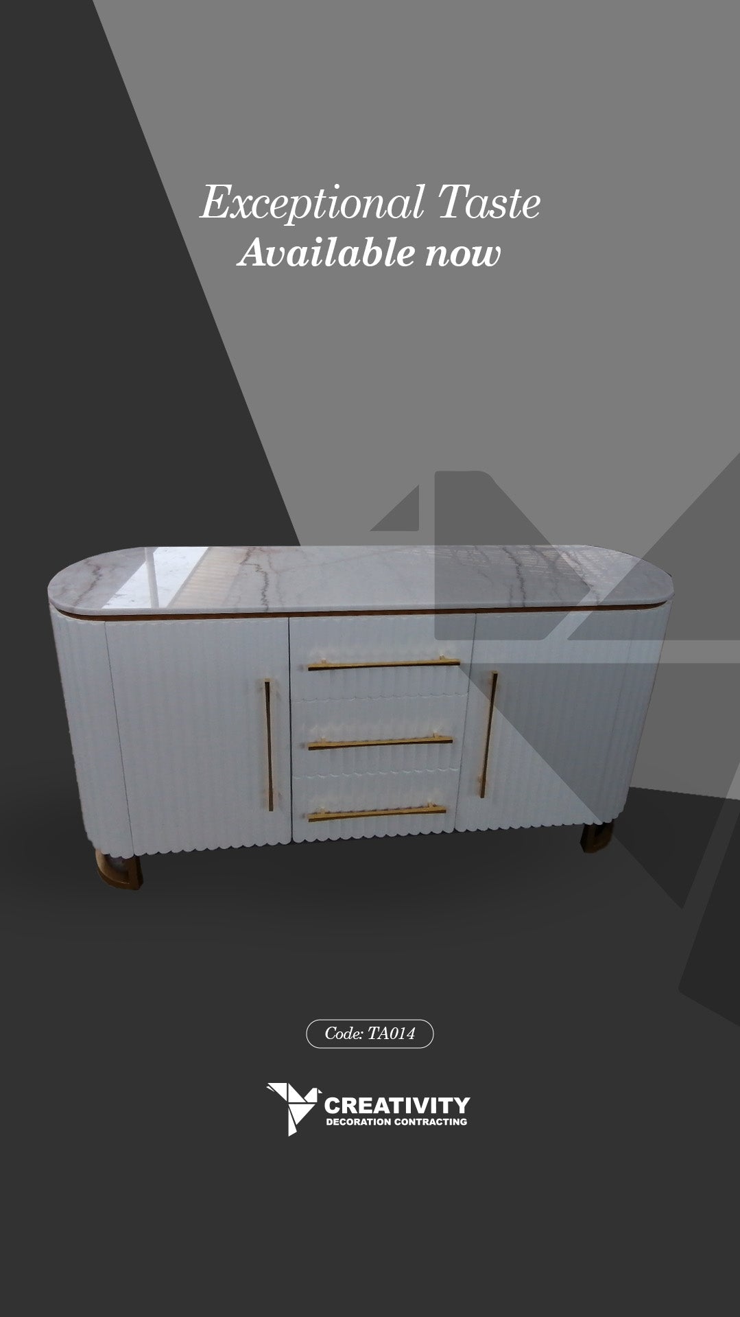Luxury White Sideboard with Marble Top – Code: TA014