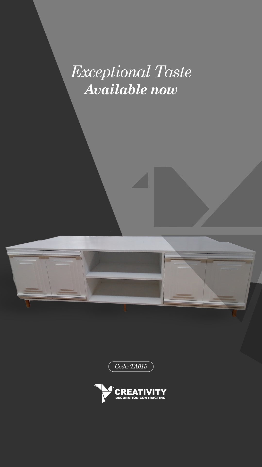 Classic White TV Console with Panel Doors – Code: TA015