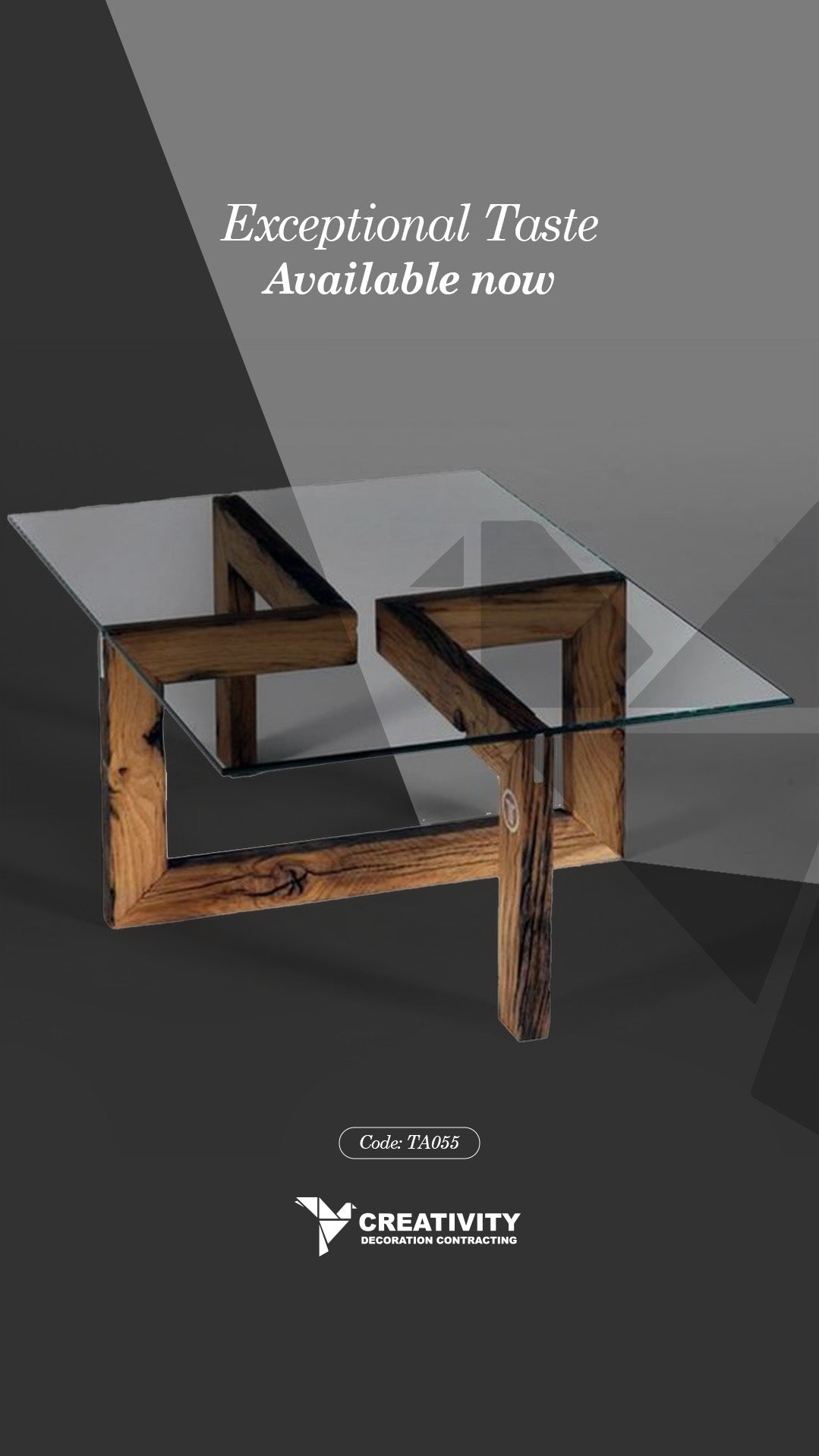Rustic Modern Glass Table – Code: TA055