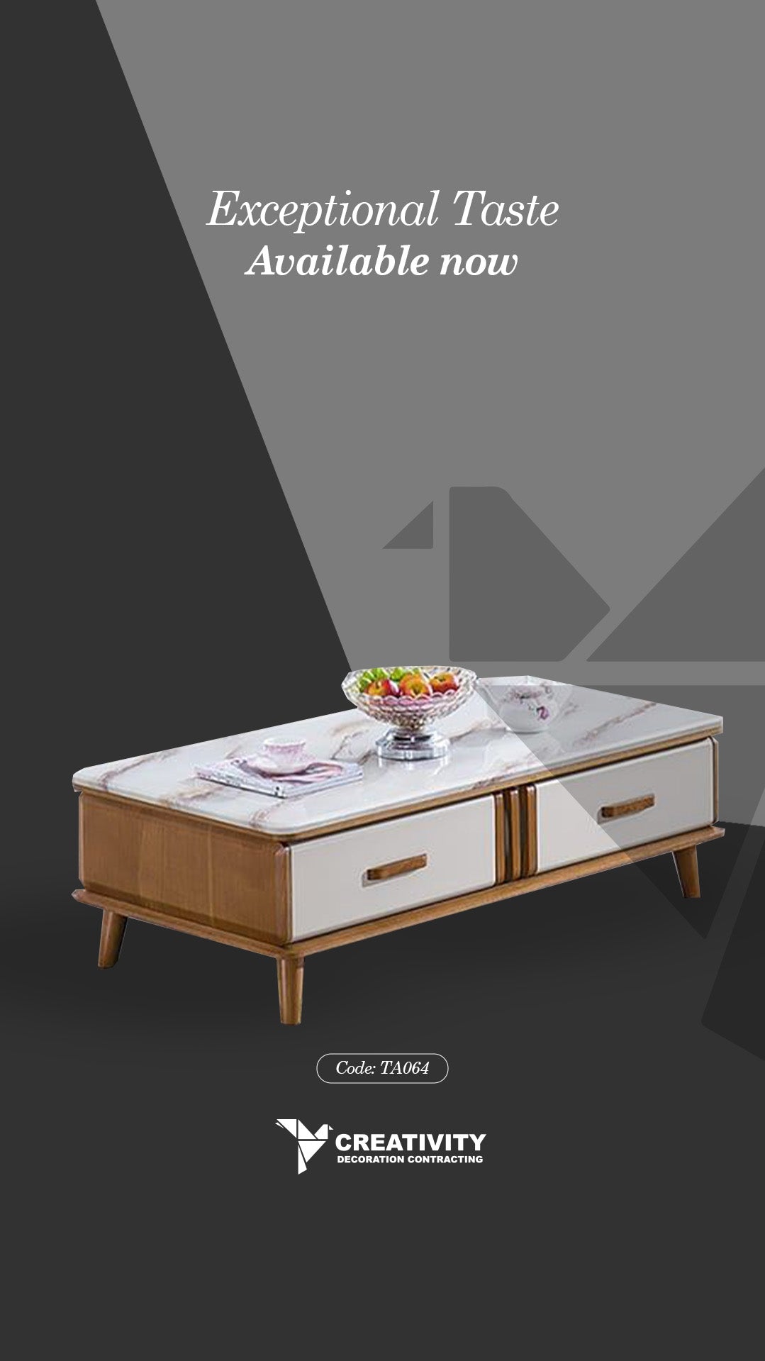 Scandinavian White Marble Coffee Table – Code: TA064