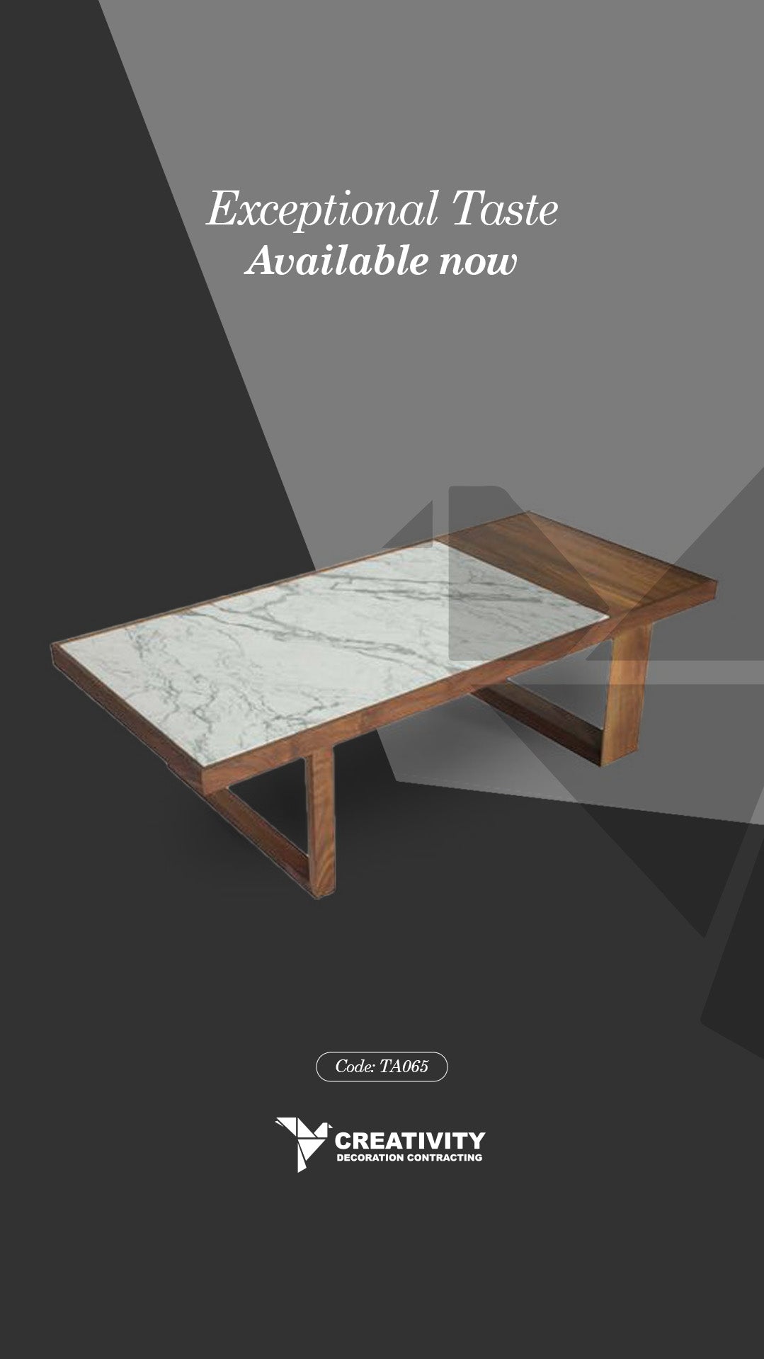 Contemporary Marble & Wood Coffee Table – Code: TA065