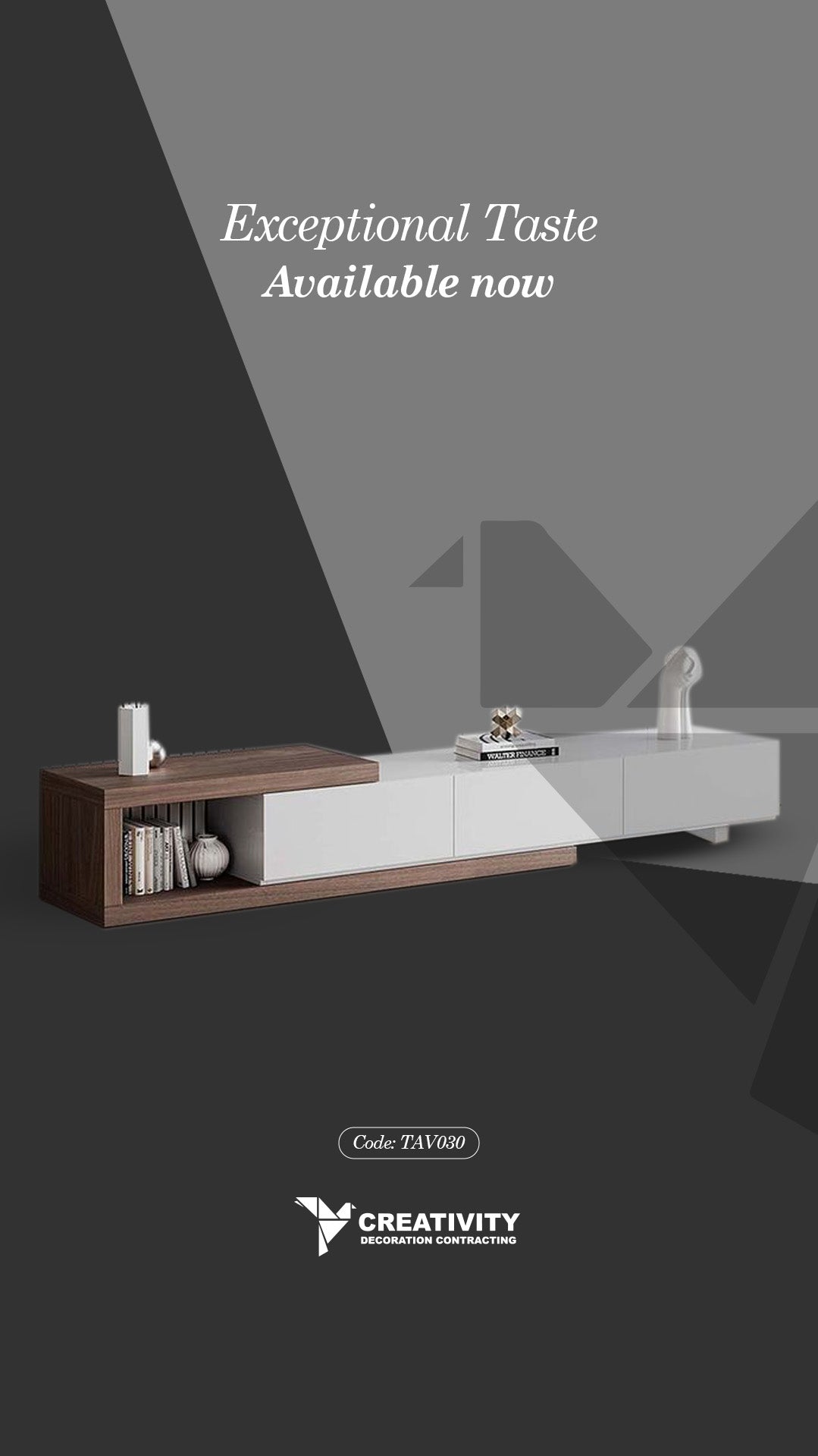 Contemporary Walnut & White Media Console – Code: TAV030