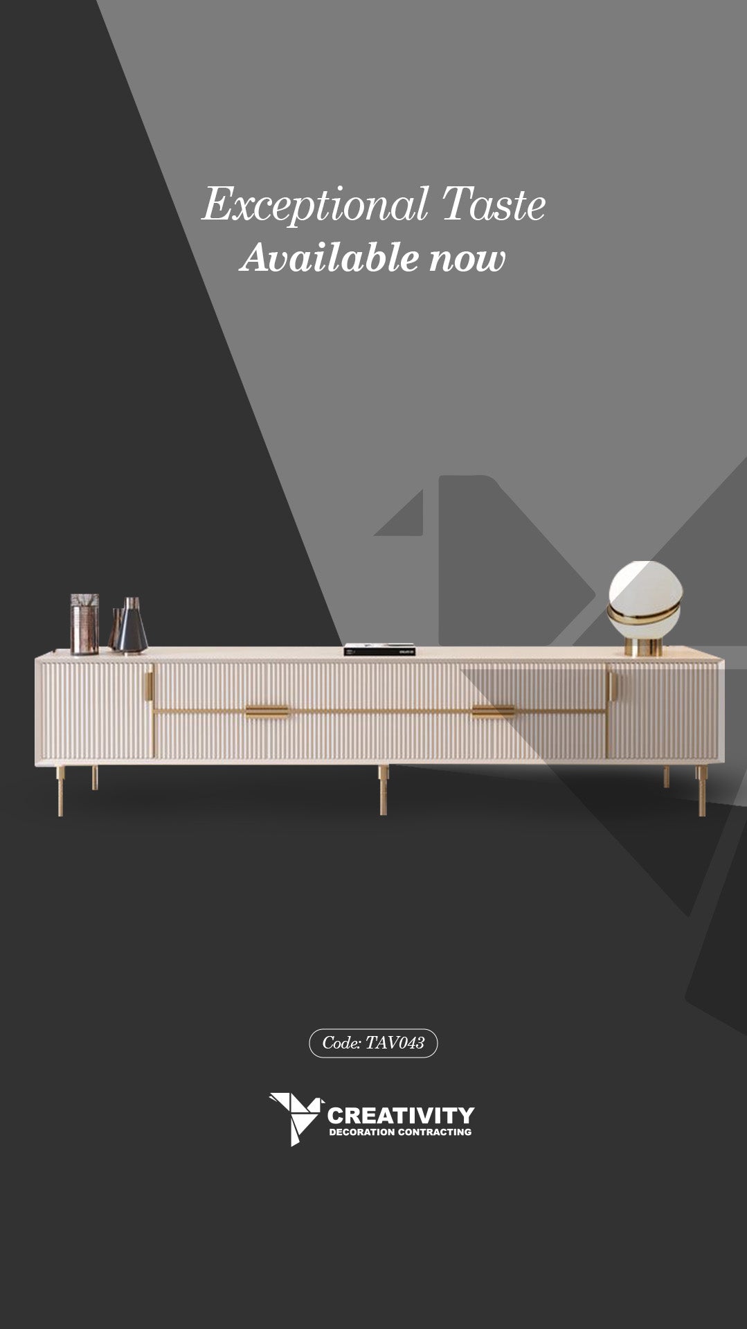 Modern Beige & Gold TV Console – Code: TAV043
