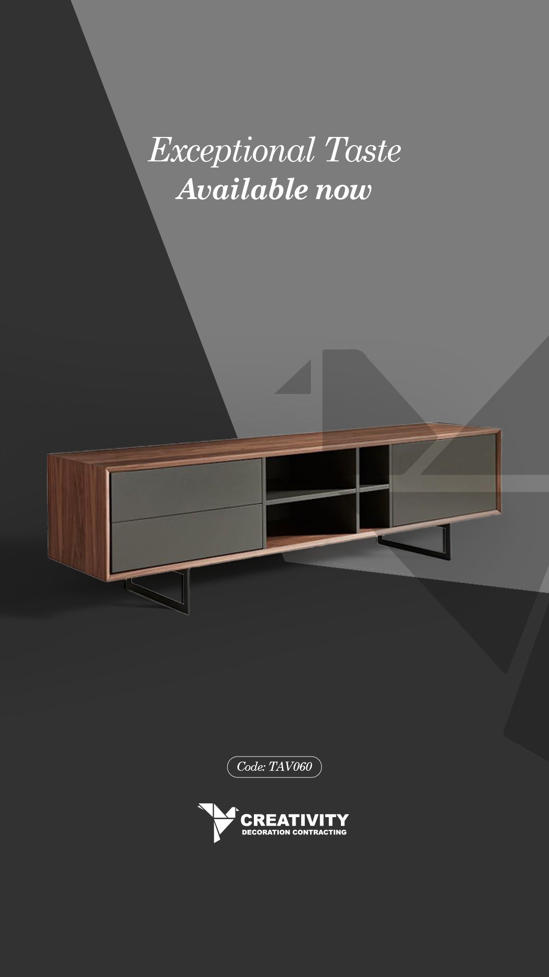 Modern Wood & Matte Gray TV Console – Code: TAV060