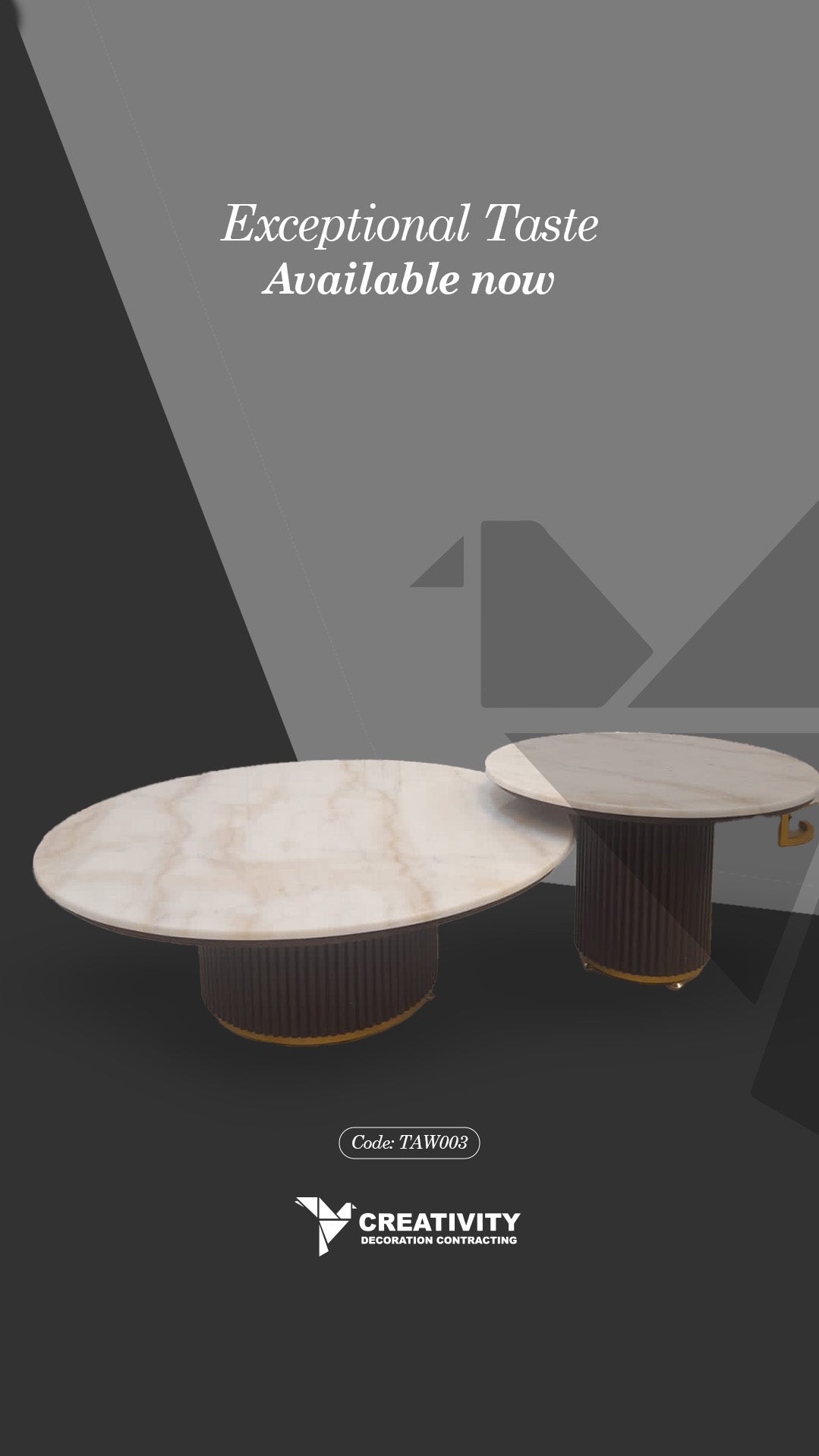 Luxury Marble Round Coffee Table Set – Code: TAW003