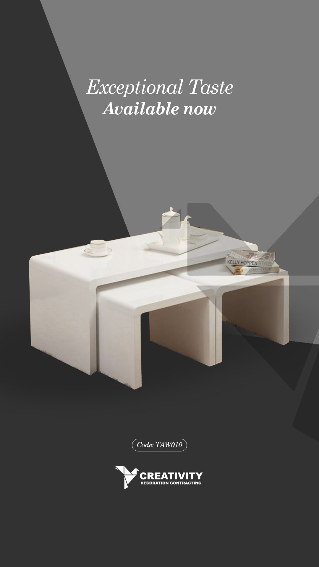 Modern White Nesting Coffee Tables – Code: TAW010
