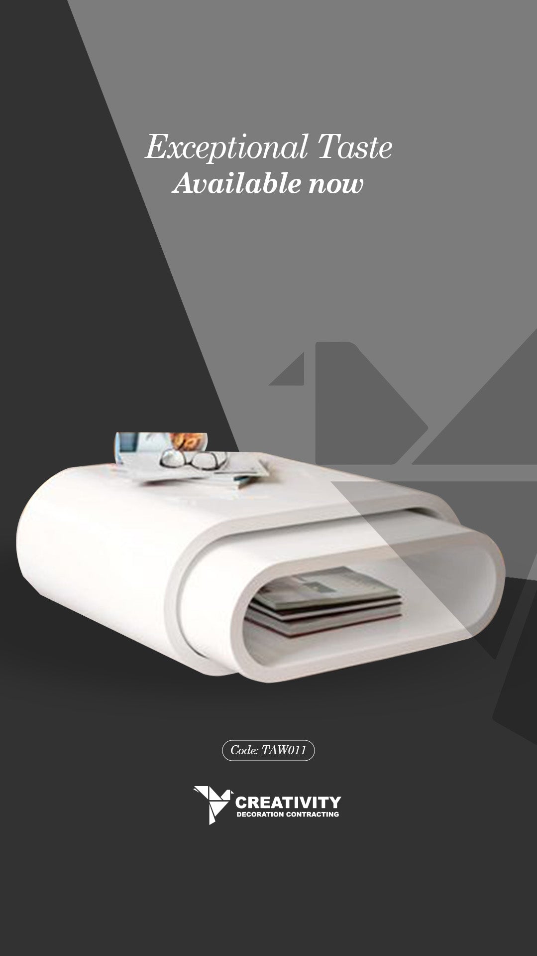 Modern Oval-Edge Coffee Table – Code: TAW011