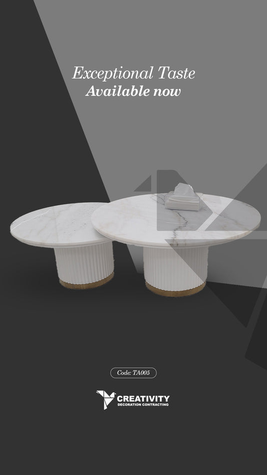 Round Marble Coffee Table Set – Code: TA005